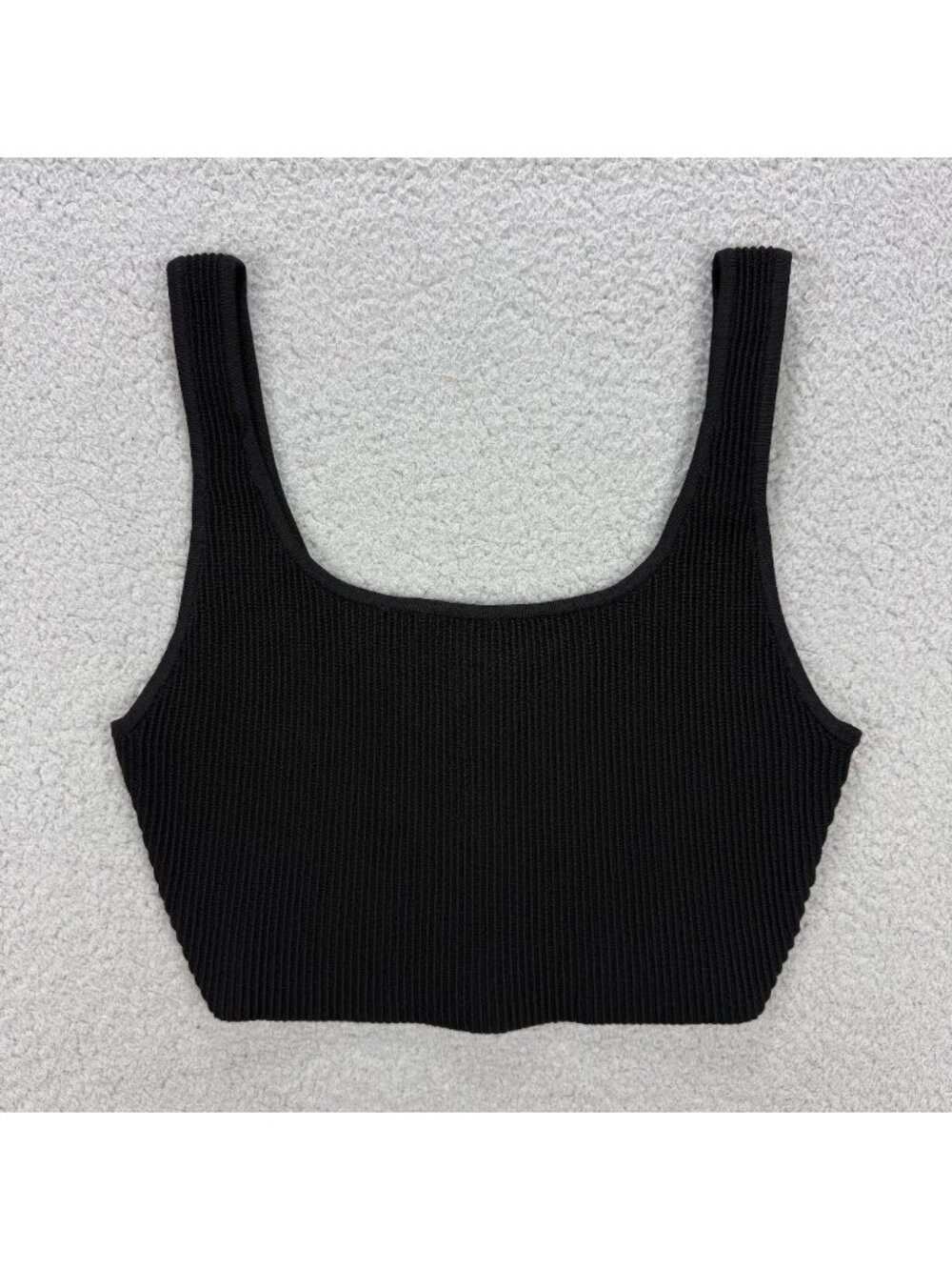 Aritzia Babaton Tank Top Women Medium Black Sculpt Knit Squareneck Cropped Shirt
